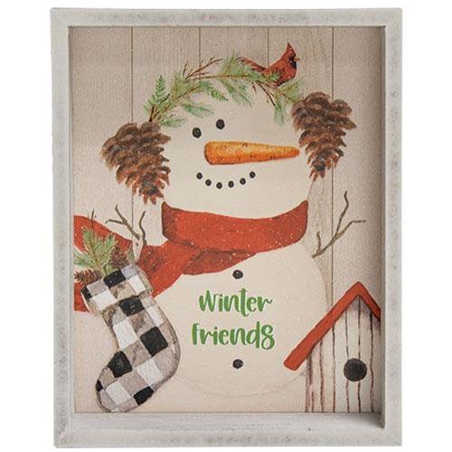 Winter Friends Snowman Inset Box Sign - The Fox Decor