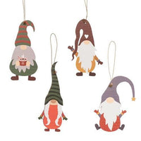4 Set Wooden Winter Gnome Ornaments - The Fox Decor