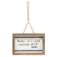 All I Want For Christmas Beaded Mini Pinstripe Sign 3 Asstd - The Fox Decor