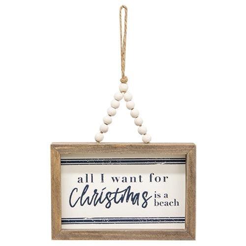 All I Want For Christmas Beaded Mini Pinstripe Sign 3 Asstd - The Fox Decor