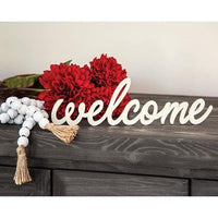 Distressed Wooden Bead Garland w Jute Tassels - The Fox Decor