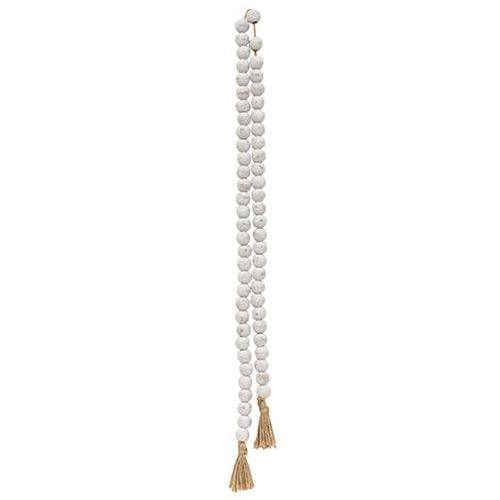 Distressed Wooden Bead Garland w Jute Tassels - The Fox Decor