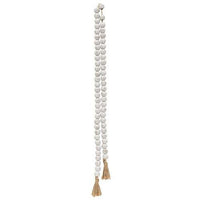 Distressed Wooden Bead Garland w Jute Tassels - The Fox Decor