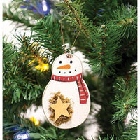 Roly Poly Wooden Snowman Ornament w star - The Fox Decor