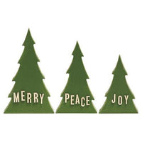 3 Set Joy Peace & Merry Wooden Trees - The Fox Decor