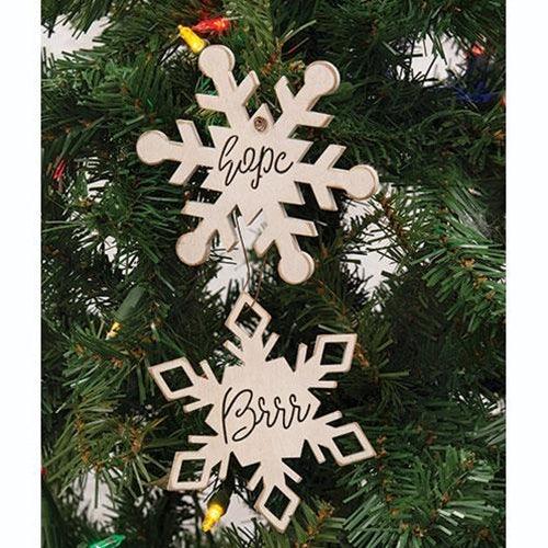 2 Set Brr & Hope Snowflake Ornaments - The Fox Decor