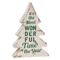 3 Set Wonderful Time of Year Distressed Wooden Trees - The Fox Decor