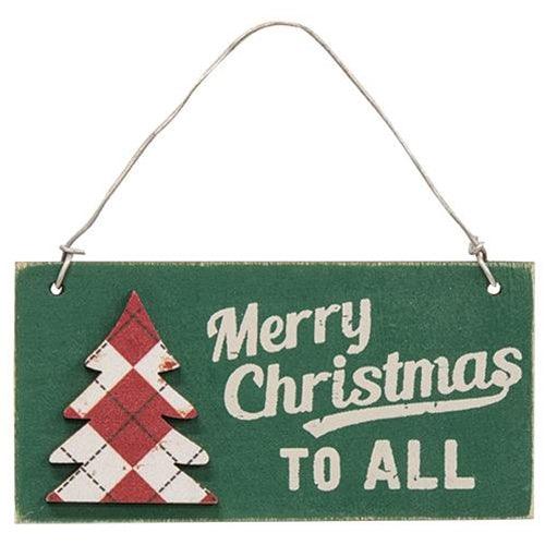 3 Set Plaid Christmas Tree Word Ornaments - The Fox Decor