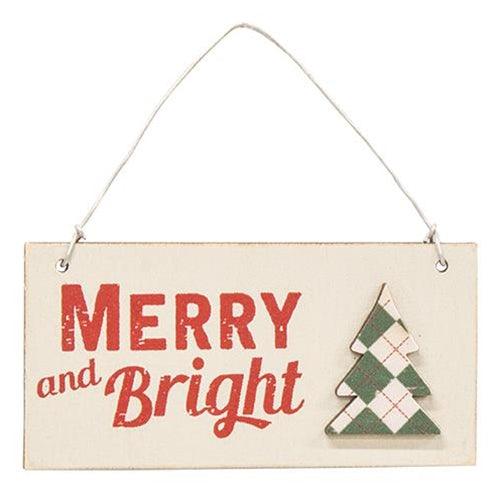 3 Set Plaid Christmas Tree Word Ornaments - The Fox Decor