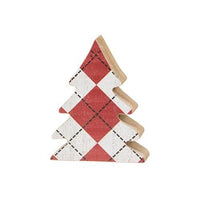 2 Set Distressed Wooden Plaid Christmas Trees - The Fox Decor