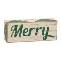 2 Set Plaid Merry Christmas Wooden Blocks - The Fox Decor