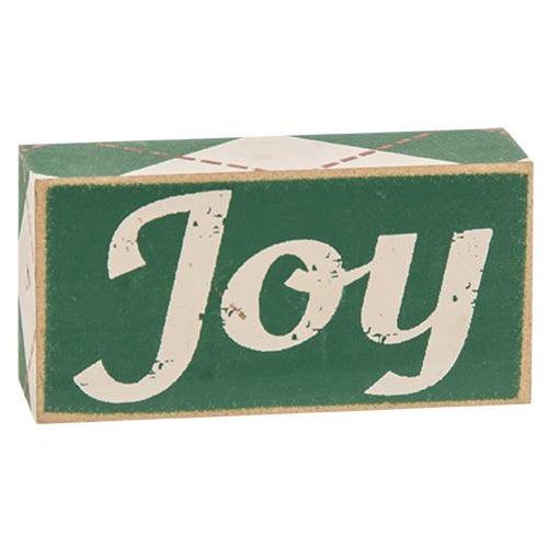 3 Set Plaid Joy Believe Peace Wooden Blocks - The Fox Decor