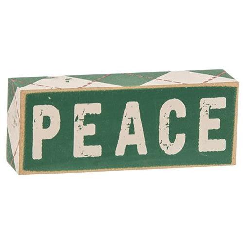 3 Set Plaid Joy Believe Peace Wooden Blocks - The Fox Decor