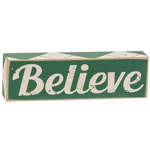 3 Set Plaid Joy Believe Peace Wooden Blocks - The Fox Decor
