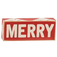 3 Set Plaid Merry & Bright Wooden Blocks - The Fox Decor