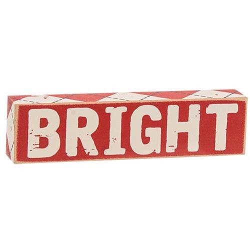 3 Set Plaid Merry & Bright Wooden Blocks - The Fox Decor