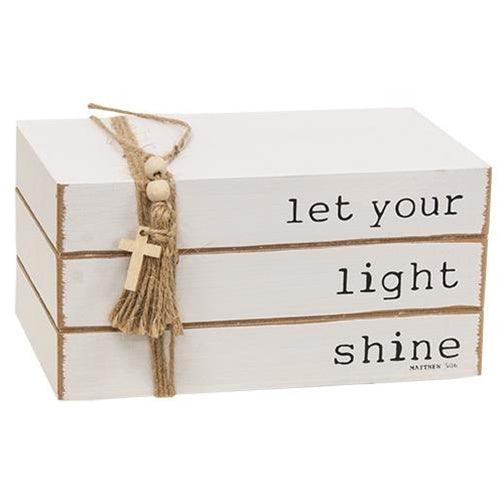 Let Your Light Shine Wooden Book Stack - The Fox Decor