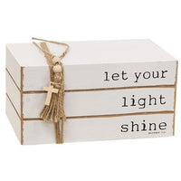 Let Your Light Shine Wooden Book Stack - The Fox Decor