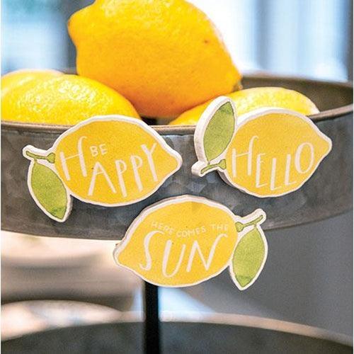 3 Set Be Happy Lemon Magnets - The Fox Decor