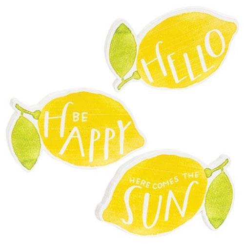 3 Set Be Happy Lemon Magnets - The Fox Decor
