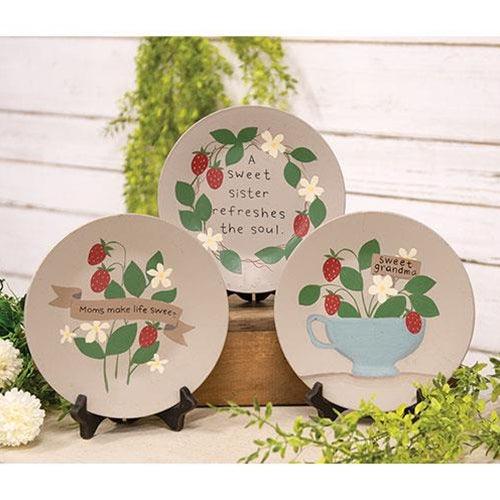 Sweet Strawberry Plate 3 Asstd - The Fox Decor