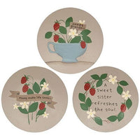 Sweet Strawberry Plate 3 Asstd - The Fox Decor