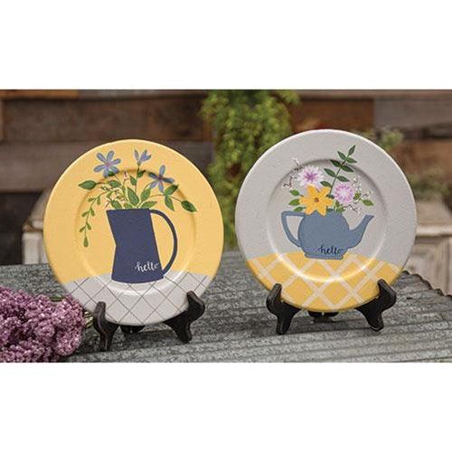 Hello Teapot Plate 2 Asstd - The Fox Decor
