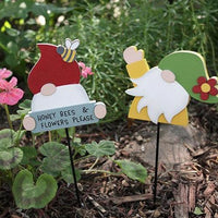 Gnome Honey Bees & Flowers Please Plant Poke 2 Asstd - The Fox Decor