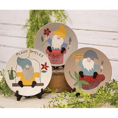 Gardening Gnome Plate 3 Asstd - The Fox Decor