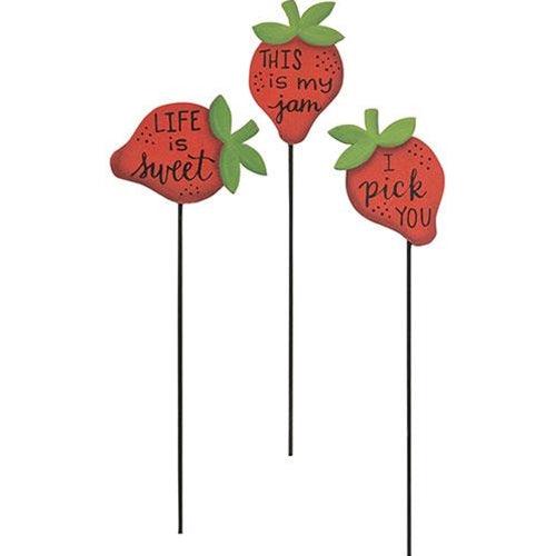Strawberry Plant Poke 3 Asstd - The Fox Decor