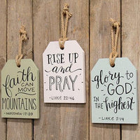 Faith Hanging Wooden Tag 3 Asstd - The Fox Decor