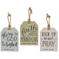 Faith Hanging Wooden Tag 3 Asstd - The Fox Decor