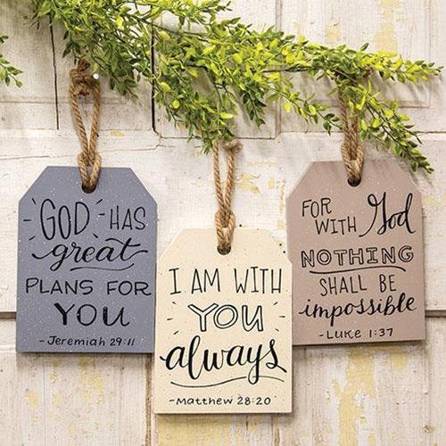 Words of Comfort Large Wooden Tag 3 Asstd - The Fox Decor