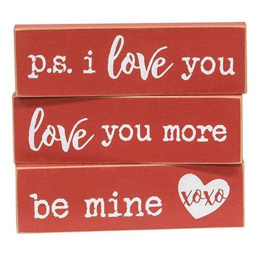 Be Mine Thin Wood Block 3 Asstd - The Fox Decor