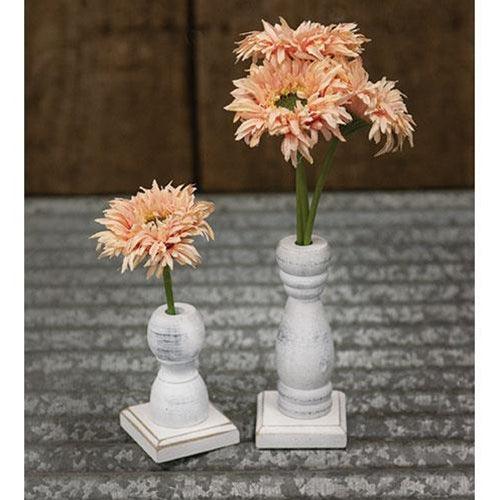 Short White Spindle Flower Holder - The Fox Decor