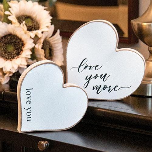 2 Set Love You More Distressed Chunky Hearts - The Fox Decor