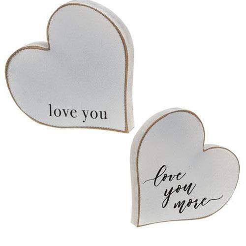 2 Set Love You More Distressed Chunky Hearts - The Fox Decor