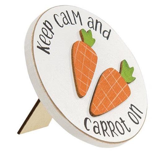 Keep Calm and Carrot On Mini Round Easel Sign 2 Asstd - The Fox Decor