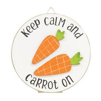 Keep Calm and Carrot On Mini Round Easel Sign 2 Asstd - The Fox Decor