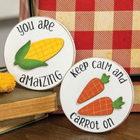 Keep Calm and Carrot On Mini Round Easel Sign 2 Asstd - The Fox Decor