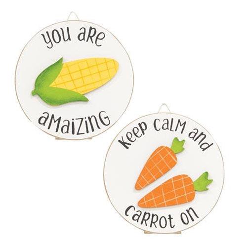 Keep Calm and Carrot On Mini Round Easel Sign 2 Asstd - The Fox Decor