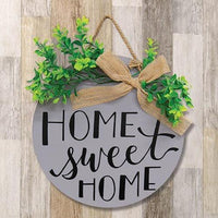 Home Sweet Home Round Sign w Greenery - The Fox Decor