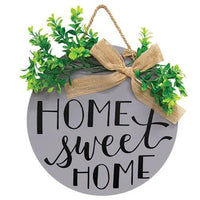 Home Sweet Home Round Sign w Greenery - The Fox Decor