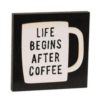 Life Begins After Coffee Square Block - The Fox Decor