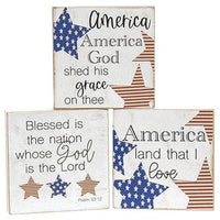 Land That I Love Square Block 3 Asstd - The Fox Decor