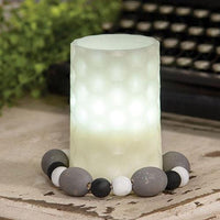 Black White & Gray Distressed Wood Oval Bead Candle Ring - The Fox Decor