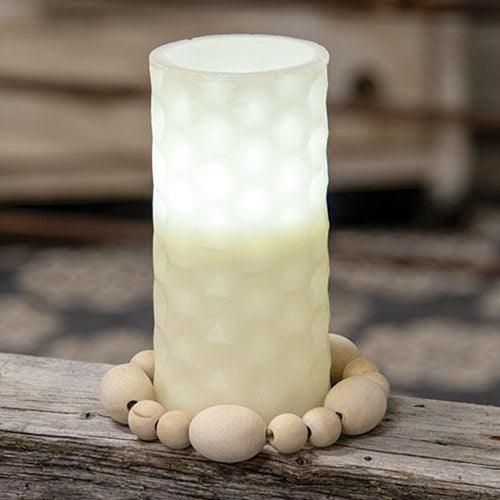 Natural Wood Oval Bead Candle Ring - The Fox Decor