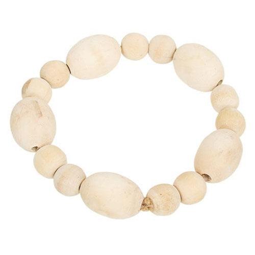 Natural Wood Oval Bead Candle Ring - The Fox Decor