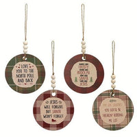 Love You to the North Pole and Back Beaded Ornament 4 Asstd - The Fox Decor