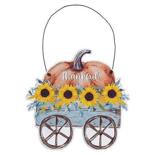 Thankful Pumpkin & Sunflower Wagon Hanger - The Fox Decor